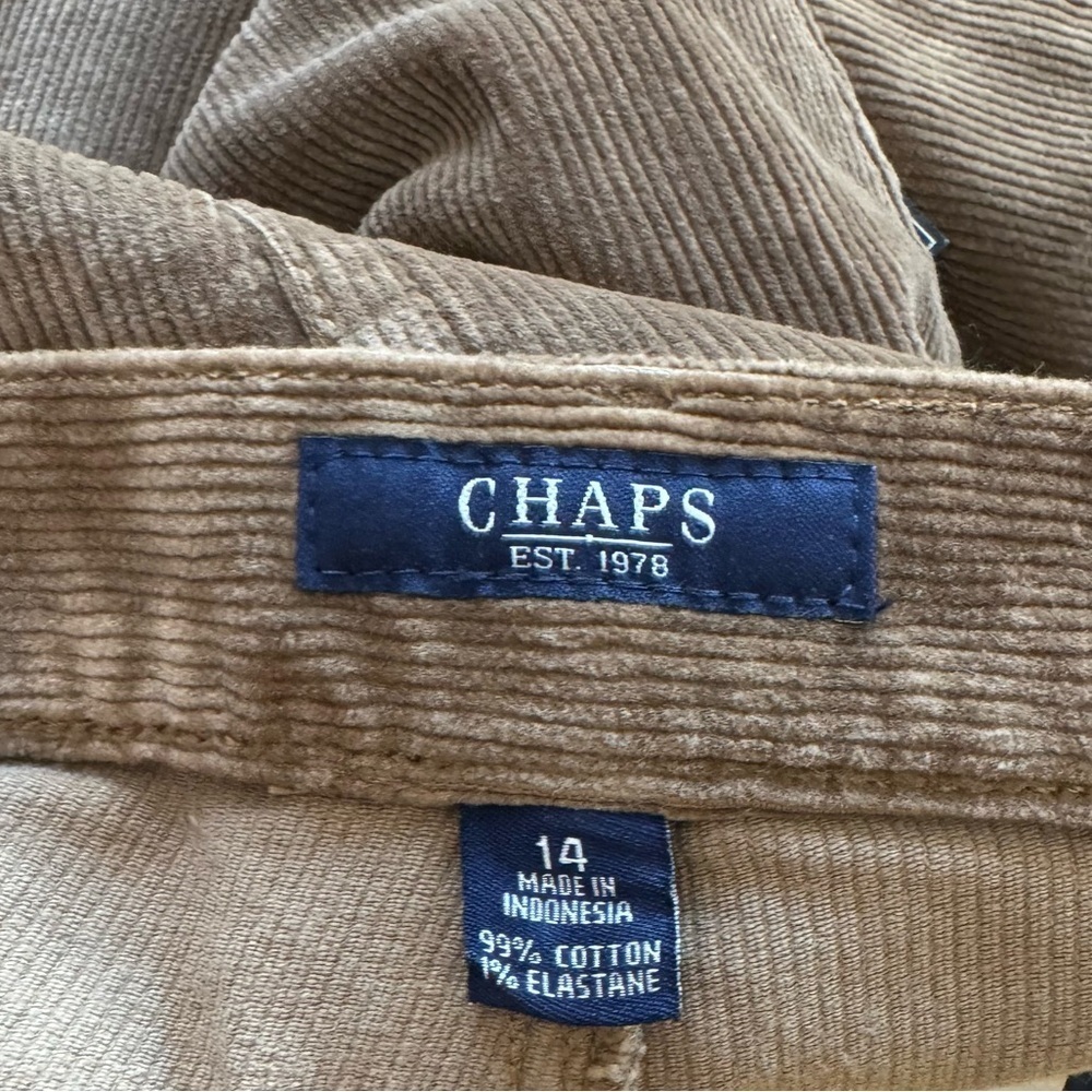 NWT! Women’s CHAPS deep camel colored slimming fit corduroy type pants 14 - Picture 5 of 5